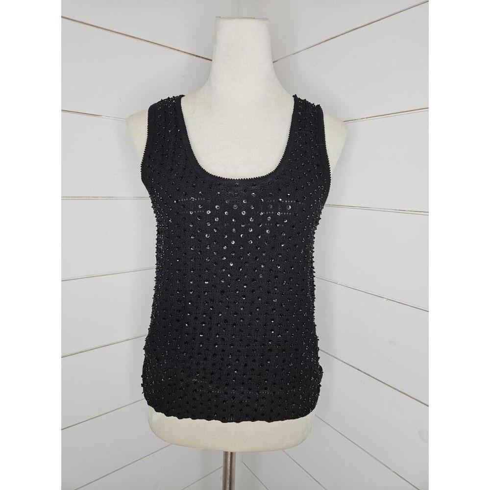 DKNY Medium black sweater tank top covered with sequins